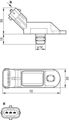 датчик давления воздуха!\ Fiat Doblo/Grande Punto/Idea/Linea, Lancia Musa 1.4 05 0261230216 BOSCH