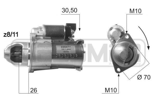 Стартер HYUNDAI/KIA 2.0/2.4 07- 220477 220477 ERA