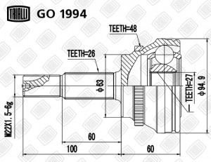 ШРУС Lexus RX (03-)/Toyota RAV4 (00-) 2.0i/2.4i/3.0i (наруж.) (GO 1994) GO1994 TRIALLI