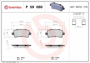 P59060 колодки дисковые задние!\ Opel Insignia all 08> P59060 BREMBO