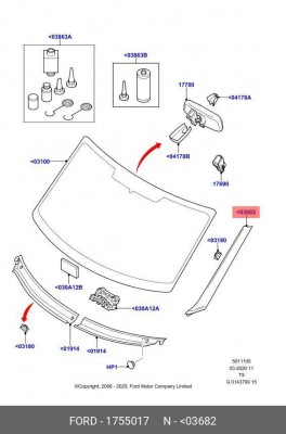 молдинг лобового стекла правый!\ Ford Transit 14> 1 755 017 FORD