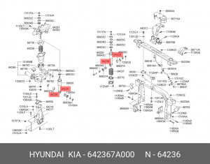 Втулка амортизатора HYUNDAI HD160,170,260,270,450,500 кабины нижняя OE 642367A000 HYUNDAI KIA