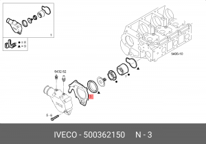 Прокладка IVECO Stralis,Trakker дв.CURSOR 10,13 термостата OE 500362150 IVECO