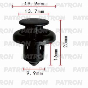 Клипса пластмассовая Acura,Honda, Hyundai,Kia применяемость: бампер, защита P370 P370091 PATRON