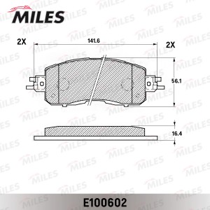 Колодки тормозные передние (Смесь Semi-Metallic) NISSAN TEANA III (J33) E100602 E100602 MILES
