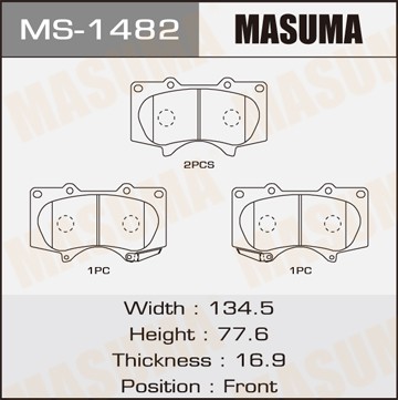 колодки дисковые передние!\ Toyota Land Cruiser J12 4.0i/3.0D 03> MS1482 MASUMA
