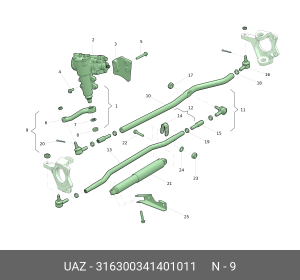 Тяга рулевая УАЗ-3163 с 2014г.в.поперечная в сборе (ОАО УАЗ) 316300341401011 UAZ UAZ