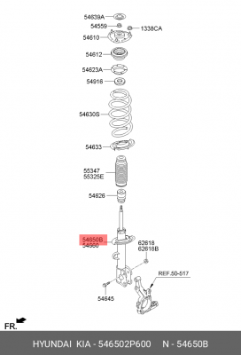 Амортизатор KIA Sorento (10-) передний левый OE 546502P600 HYUNDAI KIA