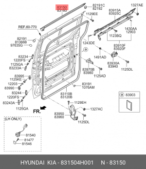 Уплотнитель стекла двери 83150-4H001 831504H001 HYUNDAI KIA