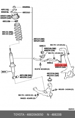 ТЯГА СТАБИЛИЗАТОРА/ LINK ASSY, FR 48820-60050 48820-60050 TOYOTA