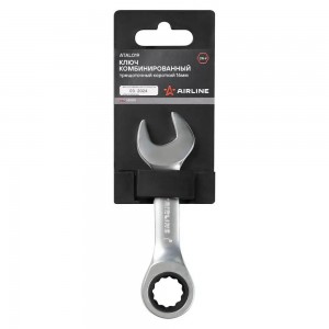 Ключ комбинированный трещоточный короткий 16мм PRO пласт.подвес (ATAL019) ATAL019 AIRLINE