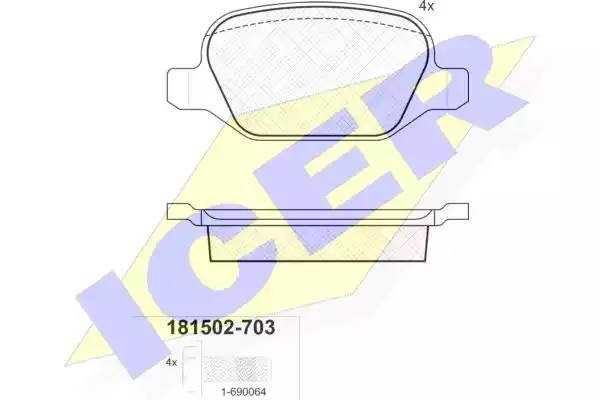 181502-703 колодки дисковые задние !\ Alfa 147 1.6i-3.2/1.9JTD 00> 181502-703 ICER