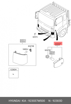 Повторитель поворота HYUNDAI HD120,170,260,270,370,500 (12-) левый OE 923037M500 HYUNDAI KIA