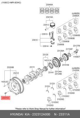 Болт HYUNDAI KIA OE 232312A000 HYUNDAI KIA
