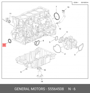 Сальник коленвала OPEL Astra J (10-) передний OE 55564508 GENERAL MOTORS