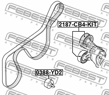 Ролик натяжной (компл-2шт) FORD FOCUS II CB4 2008-2011 2187-CB4-KIT 2187-CB4-KIT FEBEST