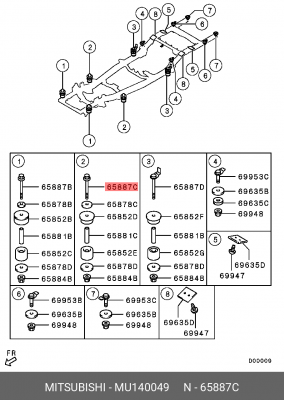 Болт MITSUBISHI OE MU140049 MITSUBISHI
