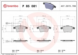 Колодки тормозные P85081 P85081 BREMBO