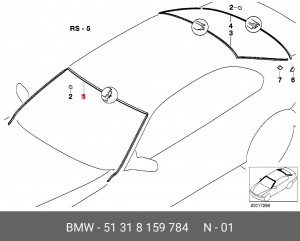 уплотнитель лобового стекла!\ BMW 5-ser E39 95-03 51 31 8 159 784 BMW