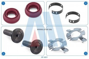 РМК толкателей суппорта TSB 3709/4309/4312 Толкатель  - (Со Штырем) 2шт., Пыльни AA001 ALCAN