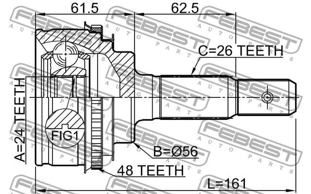 ШРУС внешний 0110-SXV20A48 0110-SXV20A48 FEBEST