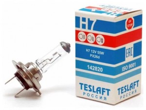 Лампа 12V H7 55W PX26d 1500лм Стандарт TESLAFT (Россия) 142820 TESLAFT