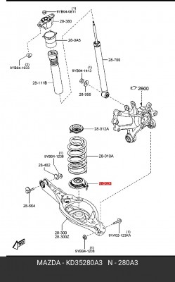 Опора MAZDA CX 5 (12-) пружины подвески задней нижняя ОЕ KD35-28-0A3 MAZDA