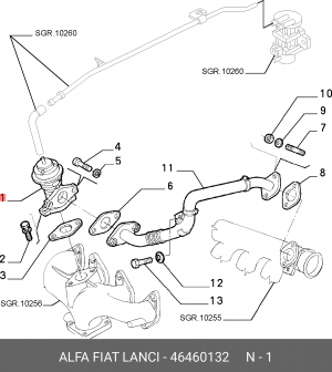 Клапан ЕГР FIAT OE 46460132 ALFA FIAT LANCIA