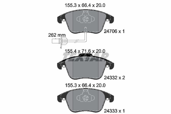 Колодки тормозные AUDI A4,A4Q,Q5 передние (4шт.) TEXTAR 2470601 TEXTAR