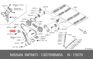 натяжитель цепи ГРМ!\ Nissan Teana/Murano 06-08, Infiniti FX35 03> 13070-9BM0A NISSAN