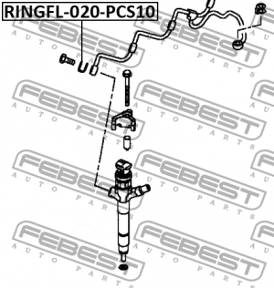 Кольцо уплотнительное форсунки впрыска топлива MITSUBISHI PAJERO 08-15 (компл-10 RINGFL-020-PCS10 FEBEST