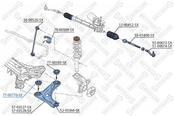 сайлентблок рычага передий!\ Citroen C2/C3, Peugeot 1007 02> 77-00770-SX STELLOX