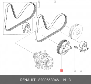 Ролик приводного ремня RENAULT Logan ЛАДА Largus натяжителя OE 8200663046 RENAULT