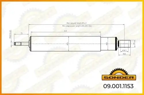 Амортизатор подвески (задний) SCANIA о.н 1478502 — 2 года безусловной гарантии 090011153 SONDER