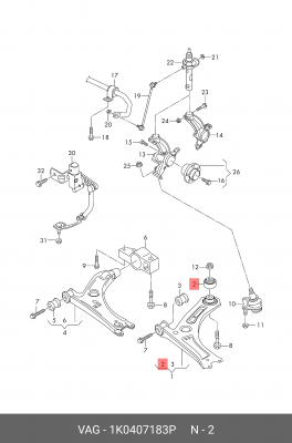 Сайлентблок SEAT/SKODA/VW VAG 1K0407183P 1K0 407 183 P VAG