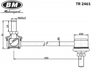 Стойка стабилизатора переднего, праваялевая, BM TR2461 TR2461 BM MOTORSPORT
