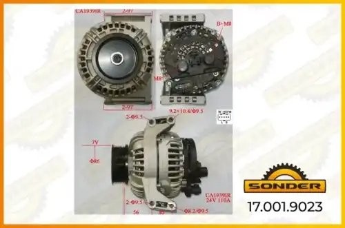 Генератор Premium 24V, 110A  со шкивом о.н DAF 1976292 / MAHLE - MG 808 — 2 года 170019023 SONDER