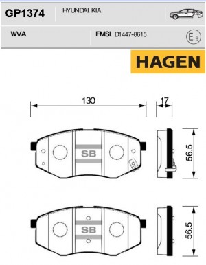 колодки дисковые передние! HAGEN\ Hyundai Tucson/ix35 2.0/2.4/2.0CRDi 10> GP1374 HAGEN