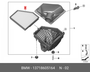 фильтр воздушный!\ BMW F20/F30 2.0/3.0 15> 13 71 8 605 164 BMW
