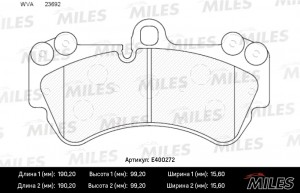 Колодки тормозные передние (без датчика) (Смесь Low-Metallic) (VW TOUAREG 03/POR E400272 MILES