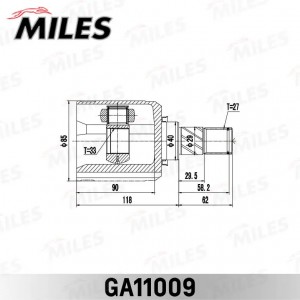 ШРУС внутренний левый NISSAN Qashqai 06-13 GA11009 GA11009 MILES
