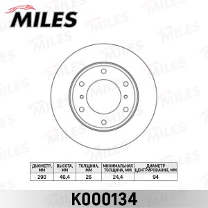 Диск тормозной передний MITSUBISHI PAJERO 00- (R16) (TRW DF4159) K000134 K000134 MILES