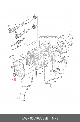 Сальник коленвала VW Golf (13-),Passat CC,Tiguan (12-) (1.8/2.0) (60х45х8) перед 06L 103 085 B VAG