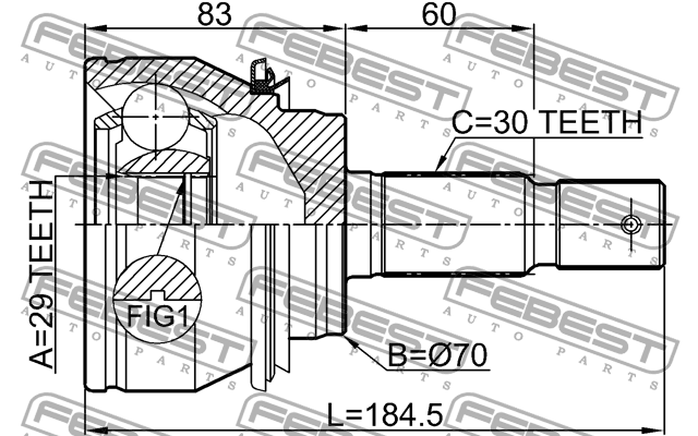 TOYOTA HI LUX (2015>) 29X70X30 0110-GRN245 FEBEST