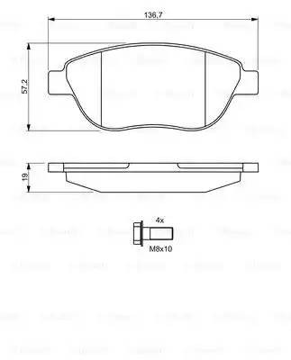 Колодки тормозные PEUGEOT 307 (1.6/2.0/Hdi) (00-) CITROEN C4 (04.00-) передние ( 0 986 494 038 BOSCH