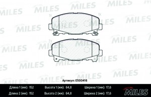 Колодки тормозные передние (Смесь CERAMIC серия PRO) HONDA ACCORD 2.0/2.4 АКПП 0 E500416 MILES