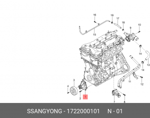 Насос водяной SSANGYONG Actyon (12-) (G20) OE 1722000101 SSANG YONG