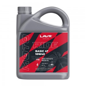 Масло моторное для 4-х тактных двигателей LAVR RIDE BASIC 4T M-A2 10W40 п/синт.4 LN7750 LAVR