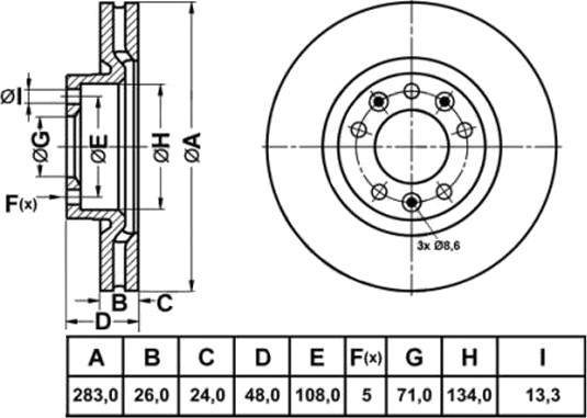Диск тормозной PEUGEOT 308 (13-) передний (1шт.) NIBK RN1896 NIBK