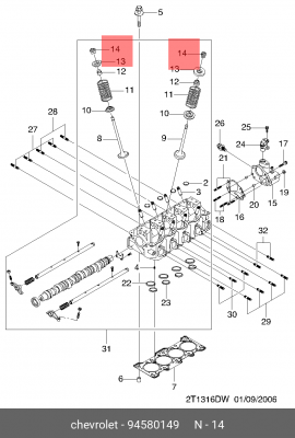 Сухарь клапана CHEVROLET Spark (98-08) OE 94580149 GENERAL MOTORS